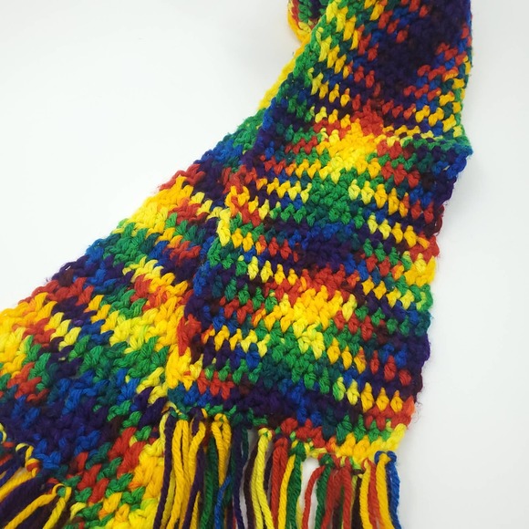 PRIDE Crotched Rainbow Scarf  88" x 5.5" - Picture 6 of 9